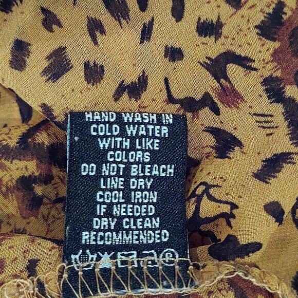 BCBG MaxAzria Blouse Small Sheer Lace Up Animal Print - Picture 9 of 10